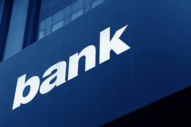 A building exterior with the sign, 'bank'