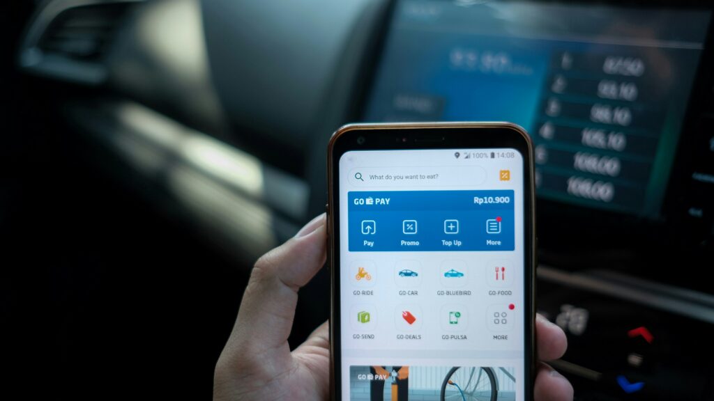 Person holding an android smartphone